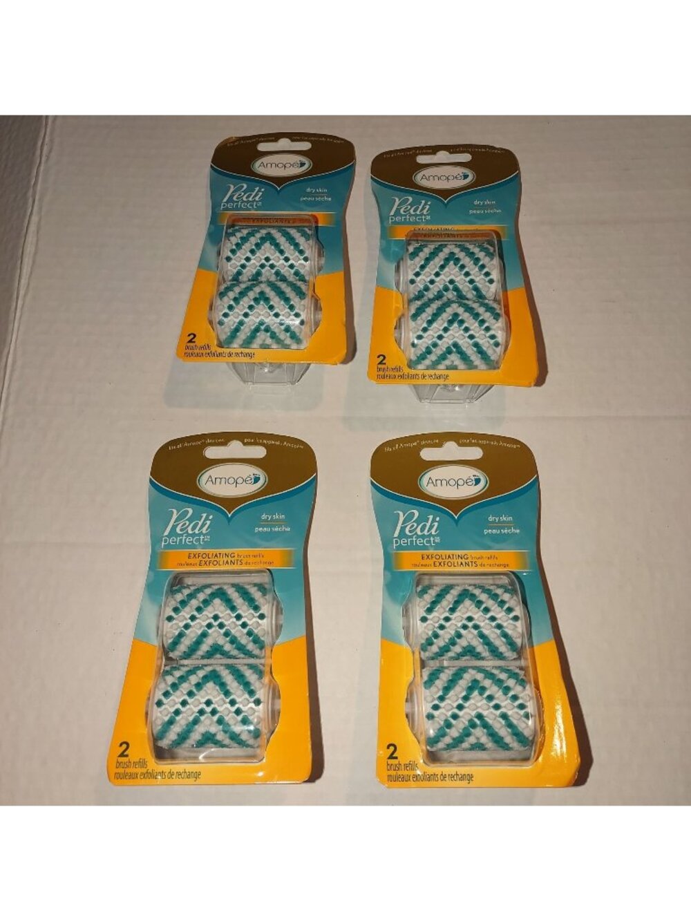 Amope Pedi Perfect Exfoliating Brush Refills For Dry Skin 2-Pack Lot Of 4-new